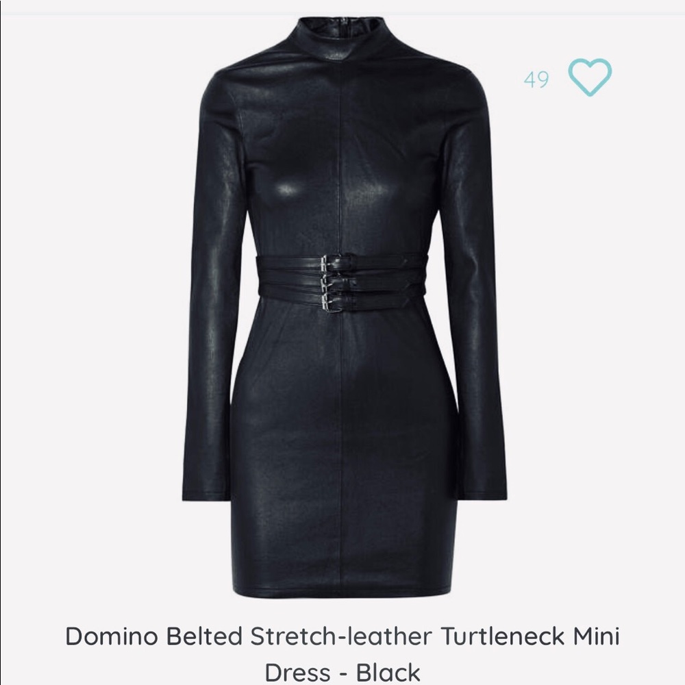 RtA Domino belted stretch-leather turtleneck dress